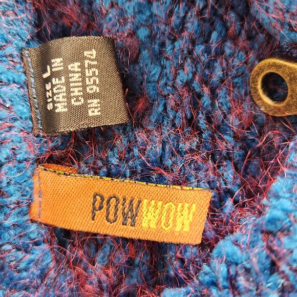 Womens Pow Wow Sweater Size Large L Full Front Zip Blue Bell Long Sleeve Unique - Picture 11 of 12